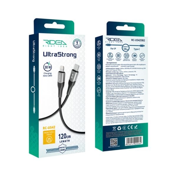 4aee1b2e-1427-11ef-80a6-9457a5668888-big.jpg Кабель USB Ridea RC-US42 UltraStrong Type-C to Lightning 30W 1.2m