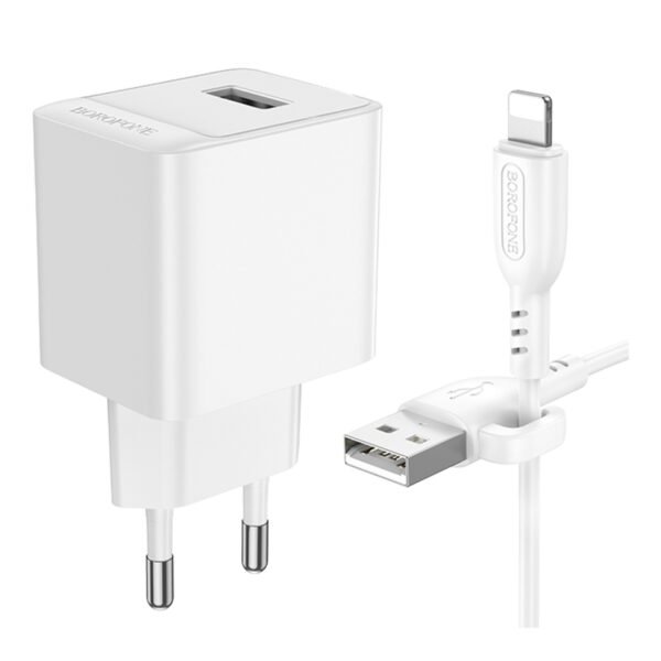 Мережевий Зарядний Пристрій Borofone BAS11A 1USB 2.1A+USB to Lightning