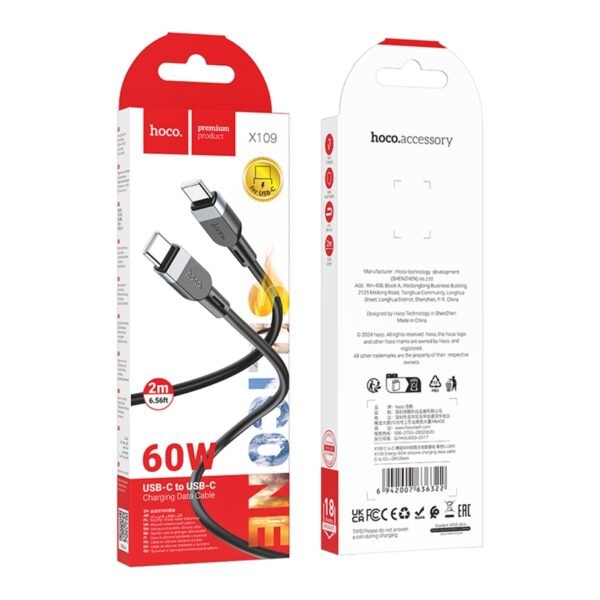 65b6950c-f35b-11ef-80c1-9457a5668888-big.jpg Кабель Hoco X109 Silicone Type-C to Type-C 60W 2m