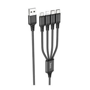 Кабель USB Hoco X76 4-in-1 IP+2Type-C+Micro 2A