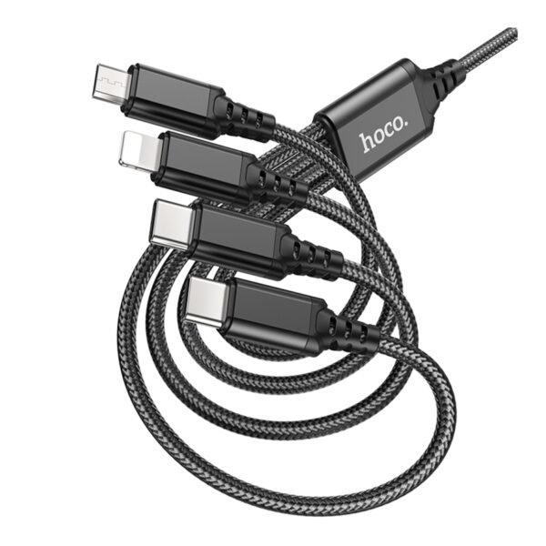 Кабель USB Hoco X76 4-in-1 IP+2Type-C+Micro 2A