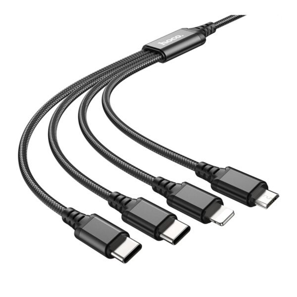 Кабель USB Hoco X76 4-in-1 IP+2Type-C+Micro 2A