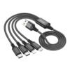 Кабель USB Hoco X76 4-in-1 IP+2Type-C+Micro 2A