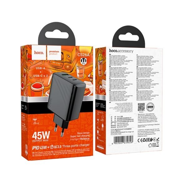 76cac44a-9ce6-11ef-80bb-9457a5668888-big-1.jpg Мережевий Зарядний Пристрій Hoco CS26A 2USB-C/1USB PD/QC 45W