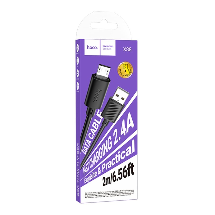 Кабель USB Hoco X88 Gratified Micro 2.4A 2m - Зображення 3
