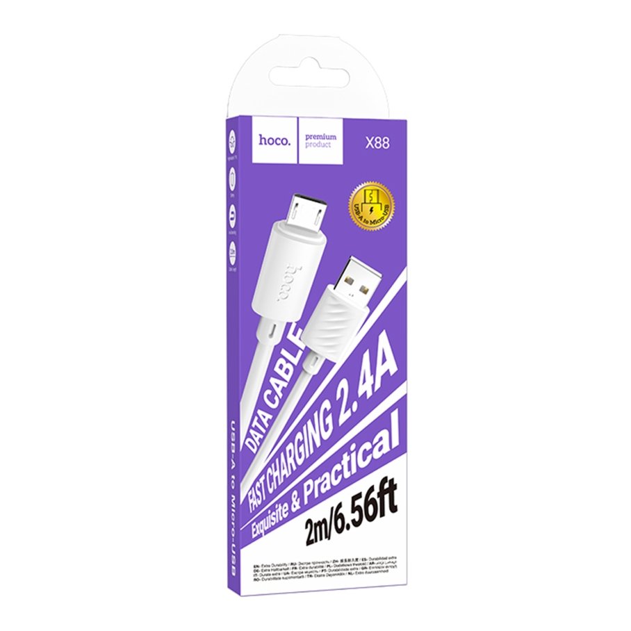 Кабель USB Hoco X88 Gratified Micro 2.4A 2m - Зображення 2
