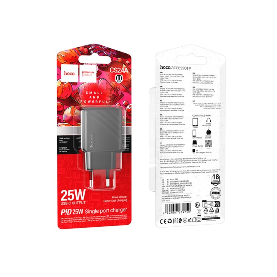 Мережевий Зарядний Пристрій Hoco CS24A 1USB-C PD/QC 25W - Зображення 2