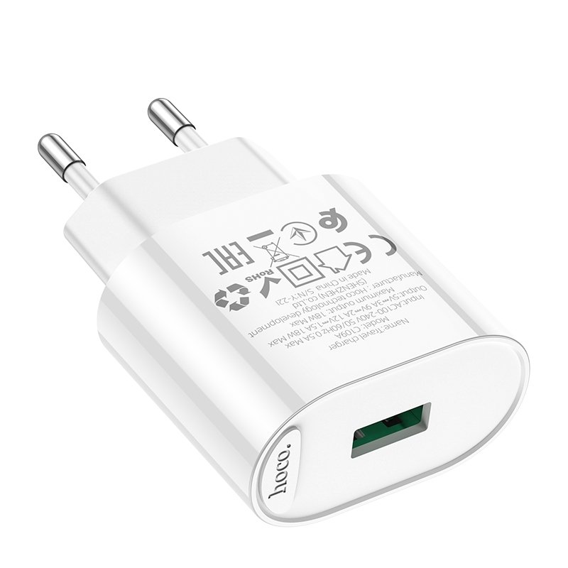 Мережевий Зарядний Пристрій Hoco C109A 1USB QC 18W - Зображення 3