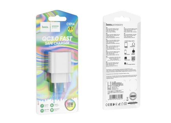 Мережевий Зарядний Пристрій Hoco C109A 1USB QC 18W