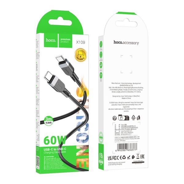 96381e36-f35b-11ef-80c1-9457a5668888-big.jpg Кабель Hoco X109 Silicone Type-C to Type-C 60W 3m