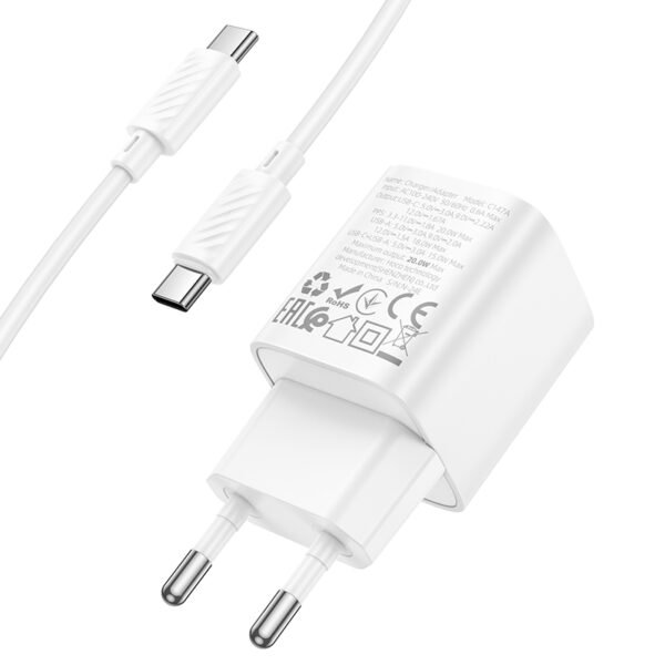 a6ba396f-cc21-11ef-80bf-9457a5668888-big.jpg Мережевий Зарядний Пристрій Hoco C147A 1USB-C/1USB PD/QC 20W+Type-C to Type-C