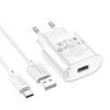 Мережевий Зарядний Пристрій Hoco C109A 1USB QC 18W+USB to Type-C