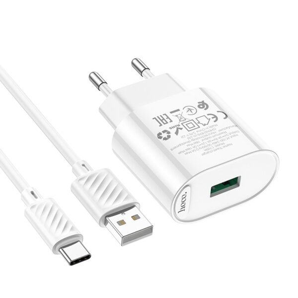 Мережевий Зарядний Пристрій Hoco C109A 1USB QC 18W+USB to Type-C