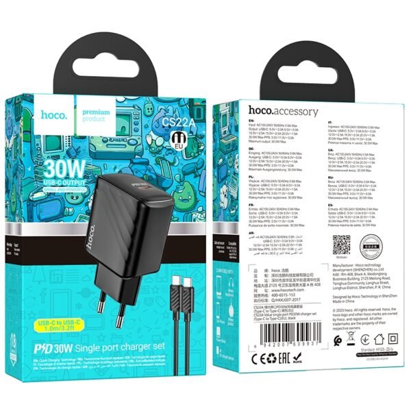 baf43838-230c-11ef-80af-9457a566888c-big-1.jpg Мережевий Зарядний Пристрій Hoco CS22A 1USB-C PD/QC 30W+Type-C to Type-C