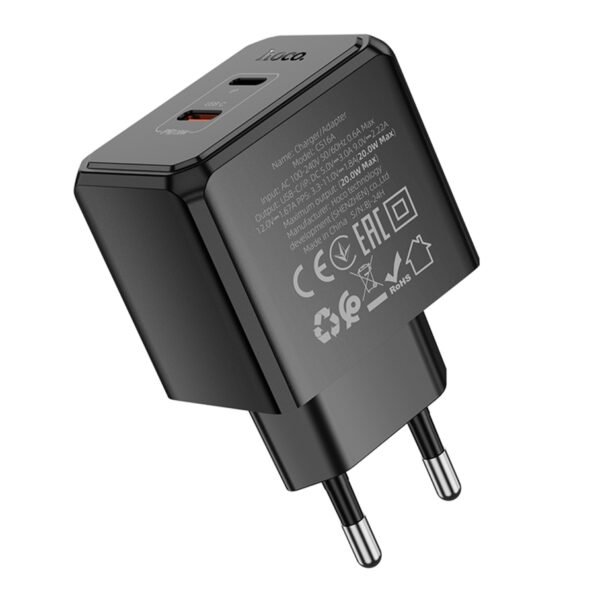 daf3eb53-f376-11ef-80c1-9457a5668888-big.jpg Мережевий Зарядний Пристрій Hoco CS16A 1USB-C/1IP PD/QC 20W