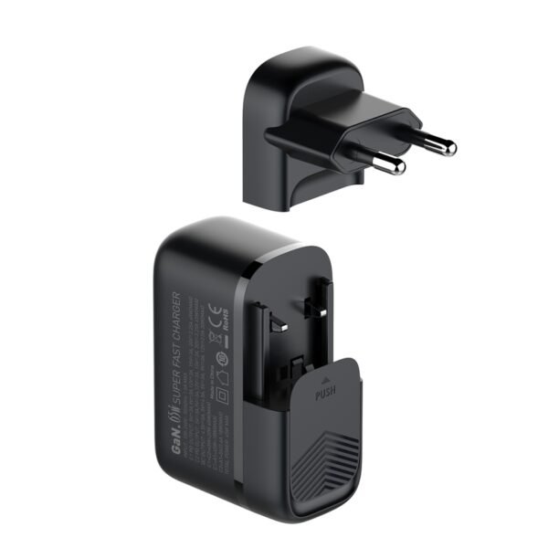 Мережевий Зарядний Пристрій LDNIO Q366 1USB/2USB-C GAN PD65W+Type-C to Type-C