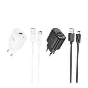 Мережевий Зарядний Пристрій Hoco C140A 1USB QC 18W+USB to Type-C